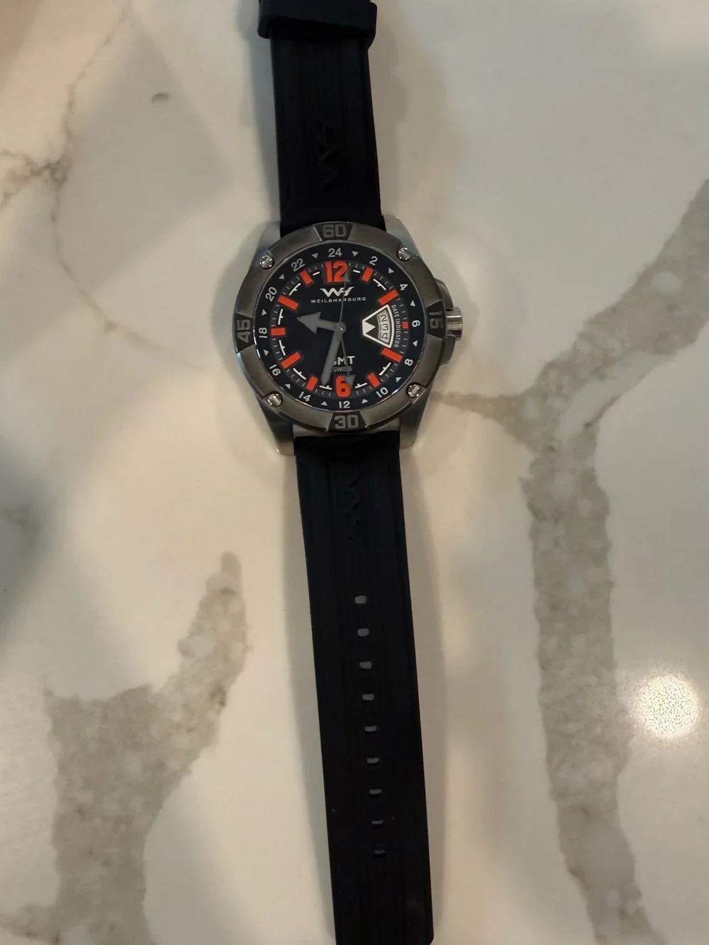 Black and Orange GMT Men's Watch